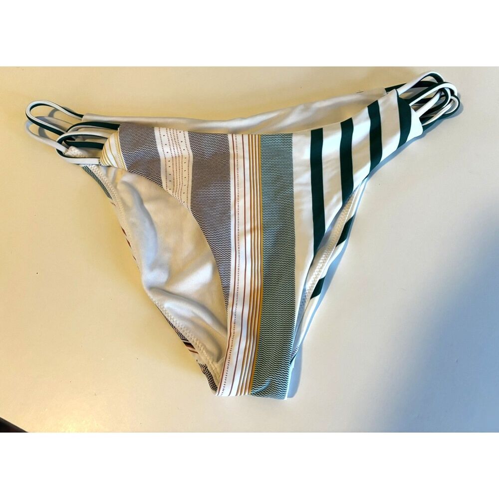 NWT O'Neill Allie Stripe Kaanapali Bottom Cheeky Strappy Side Bikini Size Medium